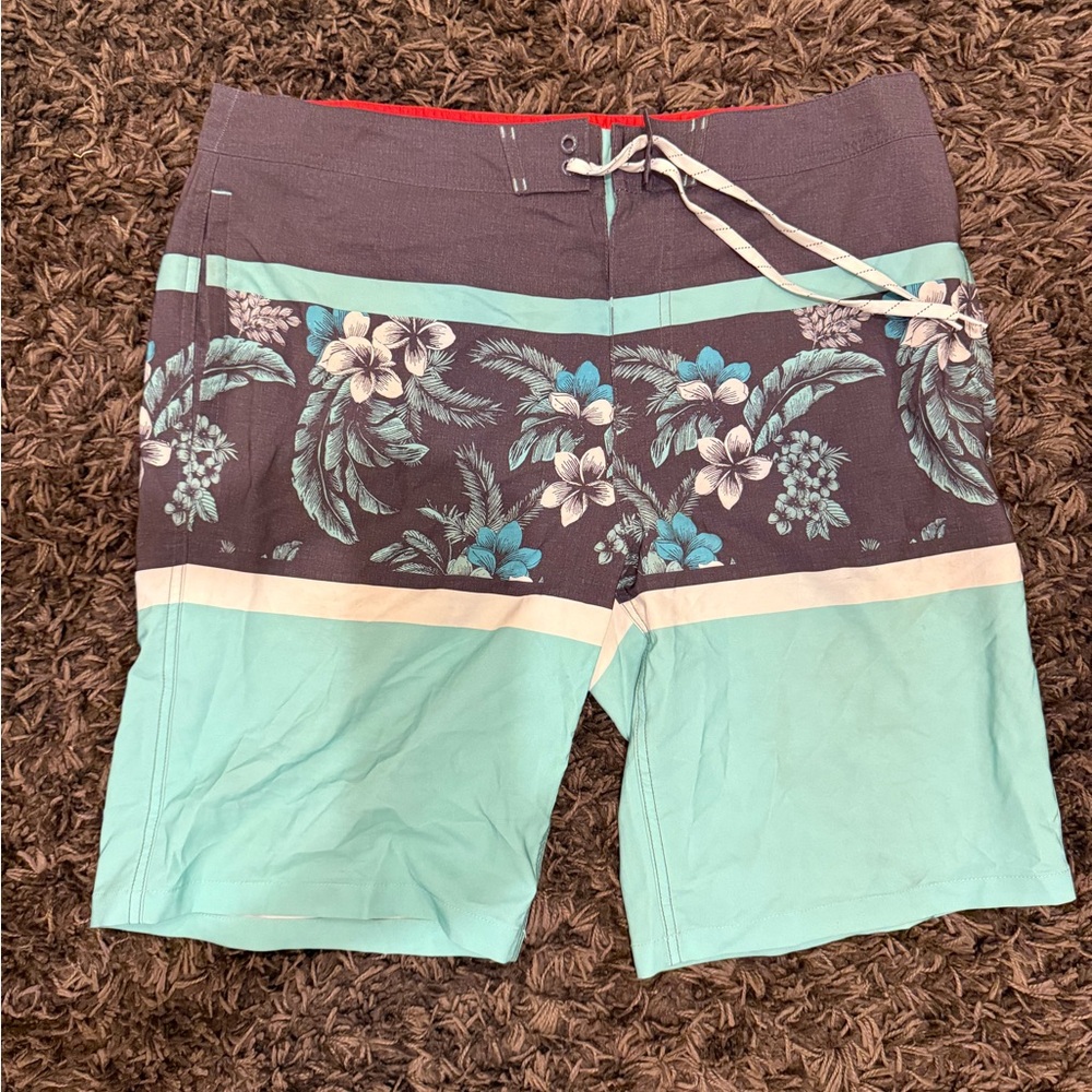 Goodfellow & Co Gray and Aqua Floral Men's Board Shorts